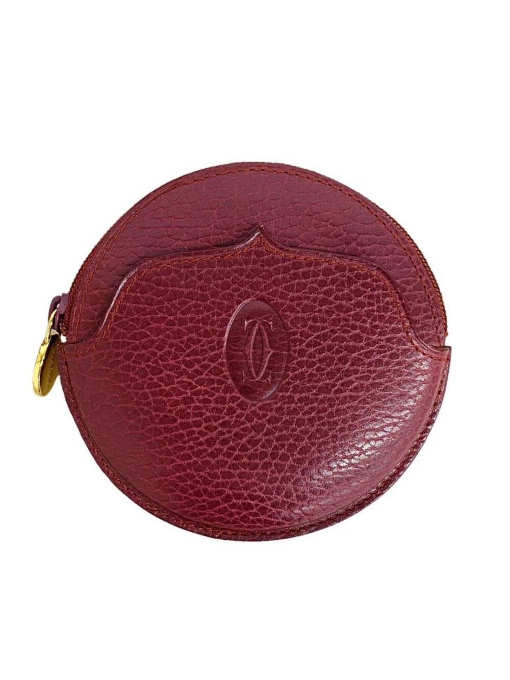 Cartier Coin Purse Must Leather Bordeaux Gold